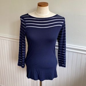 5 for $20! Navy Blue Mesh Top